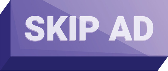 Poster - Purple glossy skip ad button, encouraging users to bypass advertising content