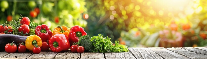 Wall Mural - Fresh Vegetables on Wooden Table