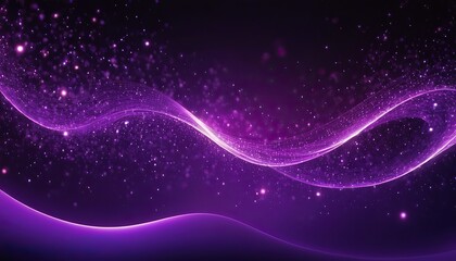Wall Mural - purple particles wave and light abstract background. dots stars to cover element for design backdrop