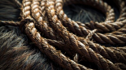 Aufkleber - A close-up shot of a rope on a horse's back or harness, suitable for use in equestrian-themed designs