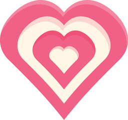 Poster - Pink heart representing love and affection with concentric shapes for valentine's day