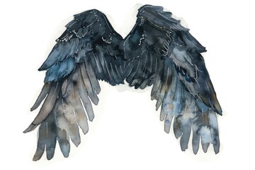 Aufkleber - A pair of delicate black wings illustrated with watercolor technique