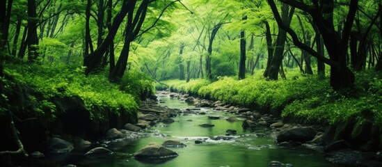 Canvas Print - Copy space image featuring lush green nature suitable as a background or wallpaper.