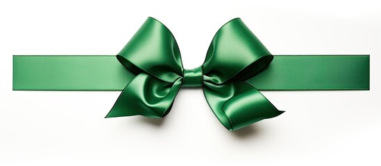 Aufkleber - Isolated on a white background, a Christmas green ribbon stands out with copy space image.