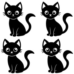 Halloween Black Cute Cat silhouette set