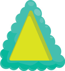 Poster - simple graphic of a yellow triangle partially surrounded by a turquoise border with a wavy edge