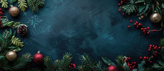 Poster - Holiday-themed arrangement on a dark abstract backdrop featuring a top-down view and ample space for text or images.