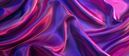 Aufkleber - Luxurious fuchsia and purple silk satin backdrop featuring soft folds on shiny fabric, offering a wide banner with space for text or design in the image.