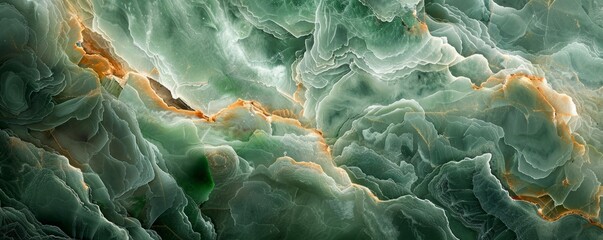 Wall Mural - Smooth, polished jade texture with subtle patterns, 4K hyperrealistic photo