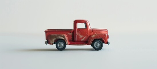Leinwandbilder - On a white backdrop sits a toy truck with space for adding text or images.