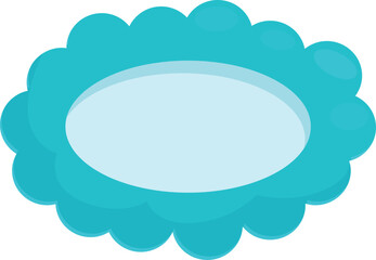 Poster - blue cloud shape frame with an oval center surrounded by rounded petals