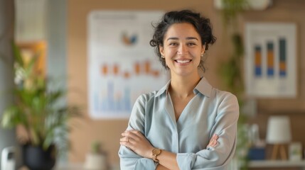 Wall Mural - The confident businesswoman in office