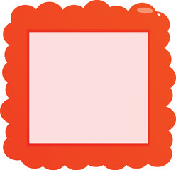 Poster - Simple orange scalloped border surrounds a pink square on a white background, providing copy space
