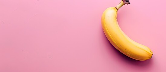 Poster - vintage-toned fashionable banana displayed on a pink background with ample copy space image.