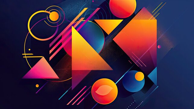 Modern geometric design with bold shapes and vibrant colors