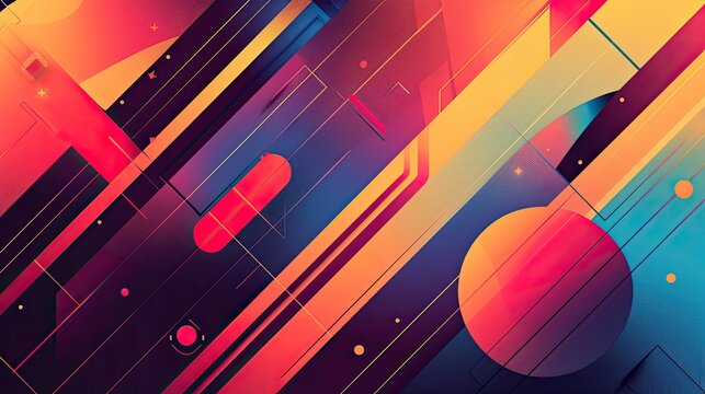 Modern geometric design with bold shapes and vibrant colors