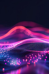 Poster - Modern shiny blue purple moving shiny neon lines on dark background. Glowing wave on a dark background. Neon wave. Futuristic background. Copy space
