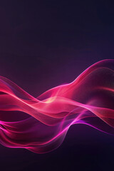 Poster - Modern shiny blue purple moving shiny neon lines on dark background. Glowing wave on a dark background. Neon wave. Futuristic background. Texture of silk fabric in the form of a wave. Copy space