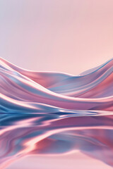 Poster - Delicate pink-blue background in the form of wavy airy silk satin fabric on the surface of the water. Abstract background. Copy space