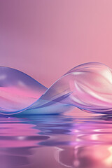 Poster - Delicate pink-blue background in the form of wavy airy silk satin fabric on the surface of the water. Abstract background. Copy space