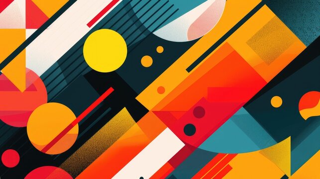 Modern geometric design with bold shapes and vibrant colors