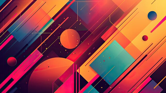 Modern geometric design with bold shapes and vibrant colors