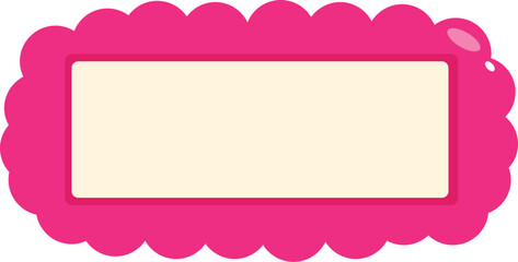 Poster - Pink scalloped empty label with copy space offering room for text over a white background