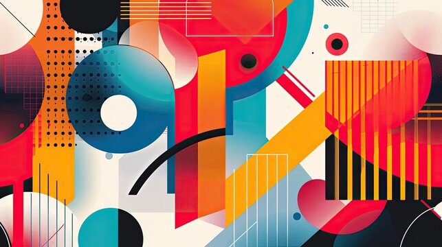 Modern geometric design with bold shapes and vibrant colors