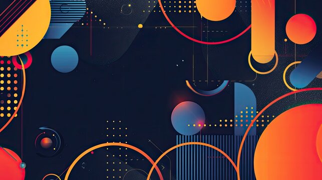 Modern geometric design with bold shapes and vibrant colors
