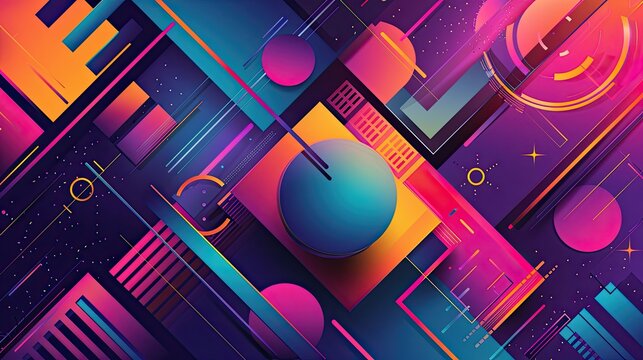 Modern geometric design with bold shapes and vibrant colors