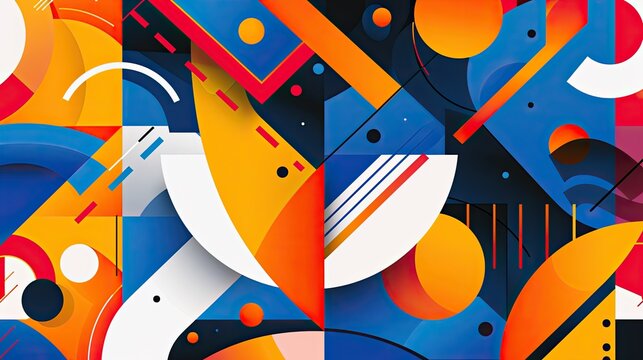 Modern geometric design with bold shapes and vibrant colors