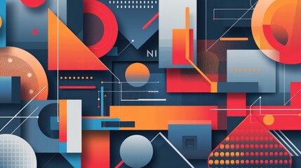 Aufkleber - Modern geometric design with bold shapes and vibrant colors