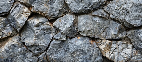 Aufkleber - Detailed close-up photograph of a textured grey rock wall resembling a full screen outdoor wallpaper, offering copy space image.