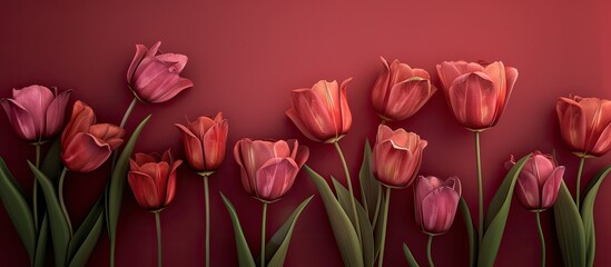 Poster - Tulip-themed Valentine's Day backdrop with copy space image.