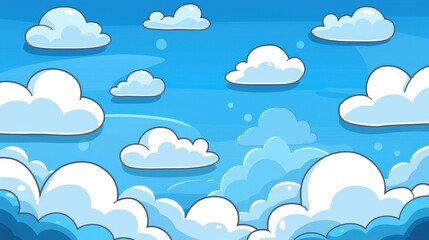 Poster - Bright blue sky with fluffy clouds background.