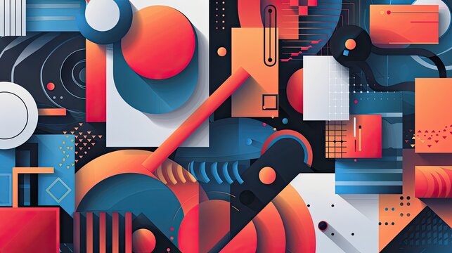 Modern geometric design with bold shapes and vibrant colors