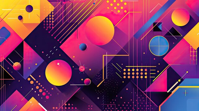 Modern geometric design with bold shapes and vibrant colors