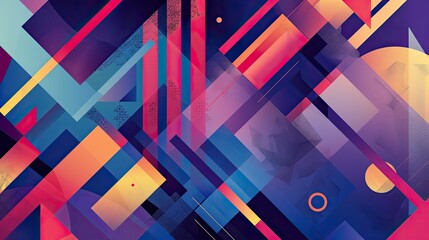 Aufkleber - Modern geometric design with bold shapes and vibrant colors