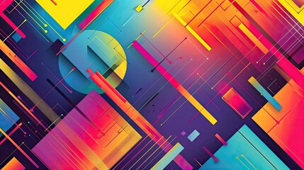 Aufkleber - Modern geometric design with bold shapes and vibrant colors