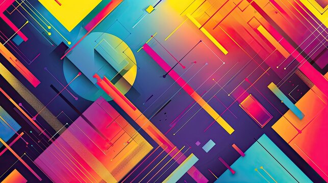 Modern geometric design with bold shapes and vibrant colors