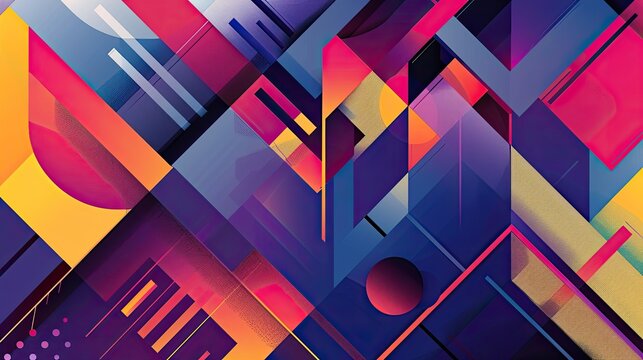 Modern geometric design with bold shapes and vibrant colors