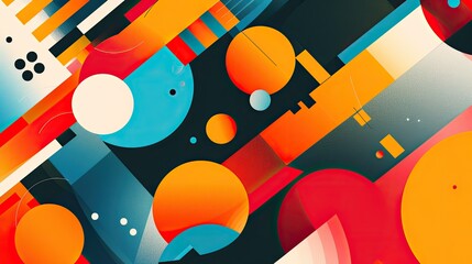 Aufkleber - Modern geometric design with bold shapes and vibrant colors