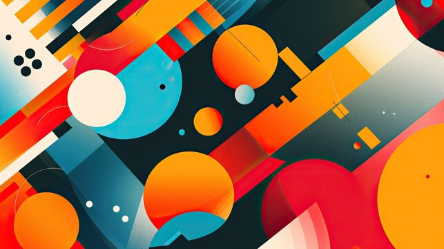 Modern geometric design with bold shapes and vibrant colors