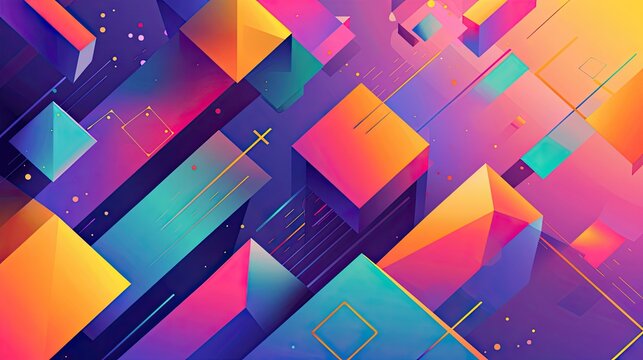 Modern geometric design with bold shapes and vibrant colors