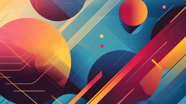 Modern geometric design with bold shapes and vibrant colors
