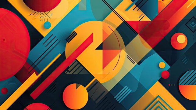 Modern geometric design with bold shapes and vibrant colors