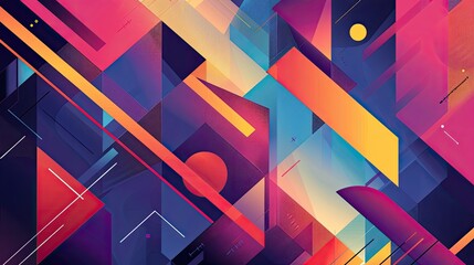 Aufkleber - Modern geometric design with bold shapes and vibrant colors