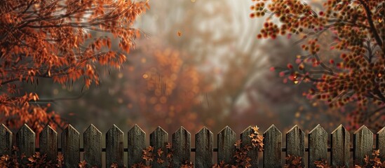 Leinwandbilder - Fall themed backdrop featuring a fence with copy space image.