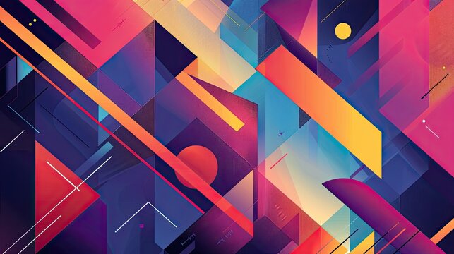 Modern geometric design with bold shapes and vibrant colors