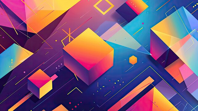 Modern geometric design with bold shapes and vibrant colors